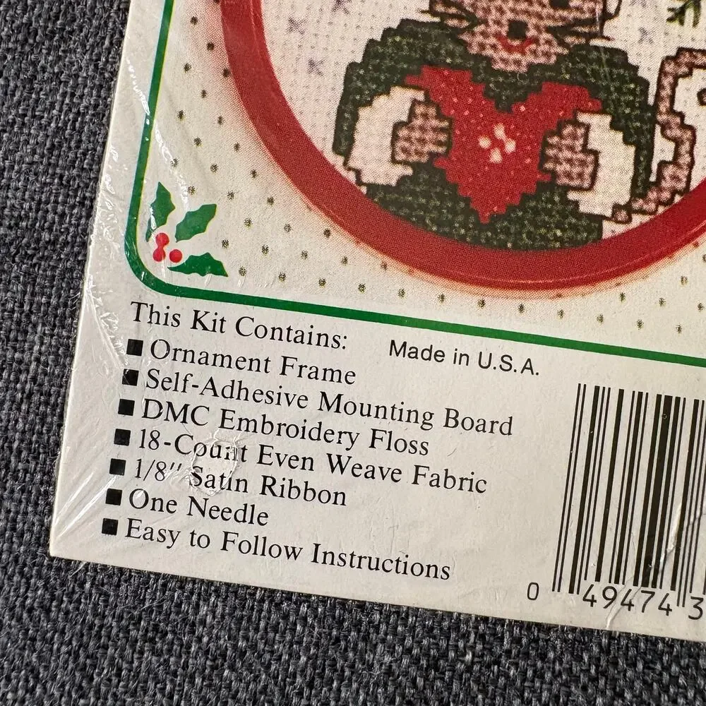 Holiday Mouse Christmas Ornament Vintage Counted Cross Stitch Kit by New Berlin